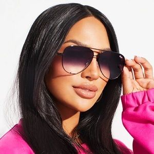 Quay x Desi Perkins Aviator Sunglasses, Black